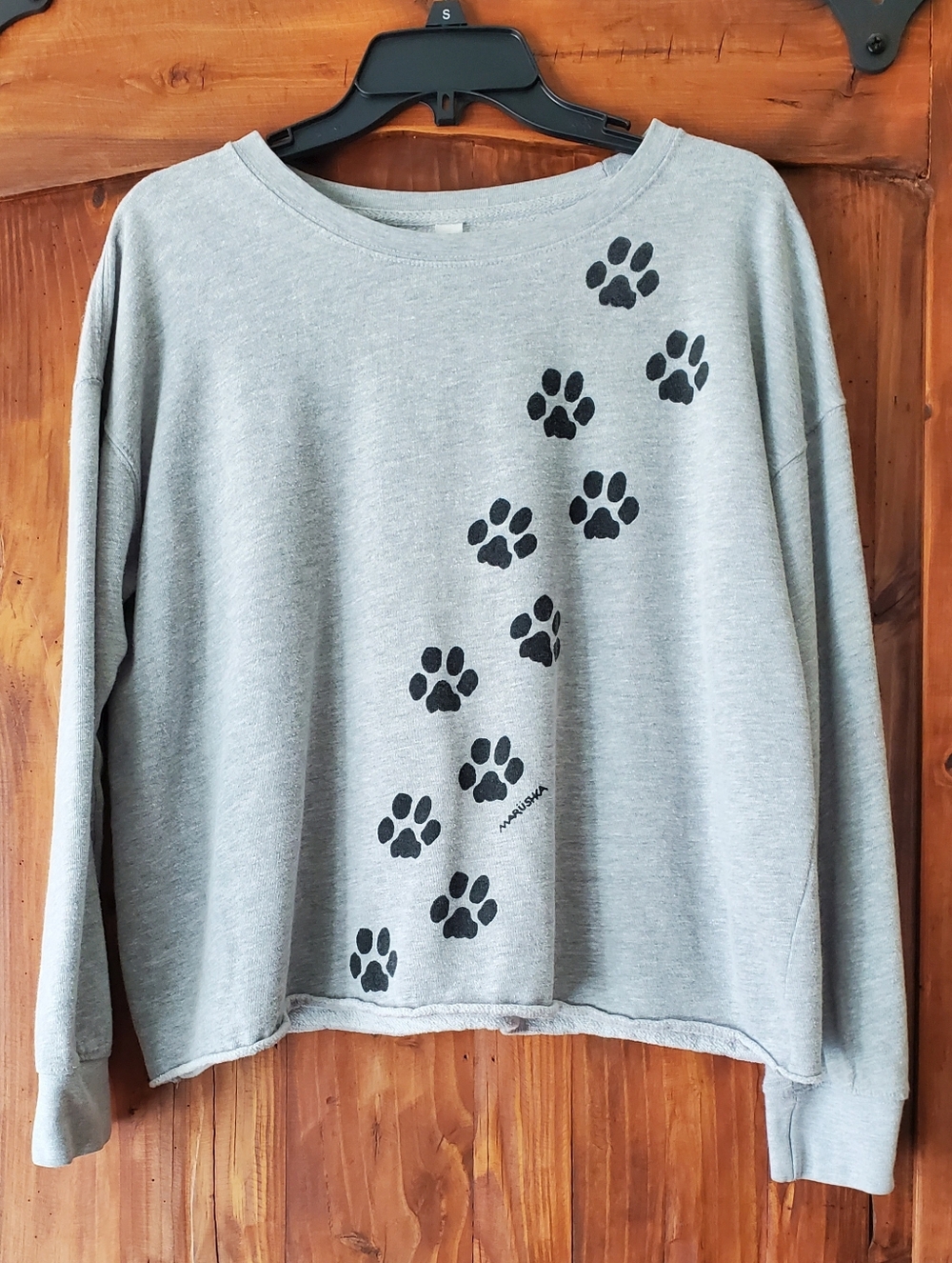 Grey Paw Print Pullover Sweatshirt
